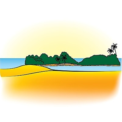 EPS 해외이미지 모래 바다 섬 여행 백그라운드 일러스트 휴가 열대 풍경 해변 만화 모래언덕 관목 그림 손그림 해외202004 해외일러스트 나무 언덕 파일형식 벡터 이미지허브