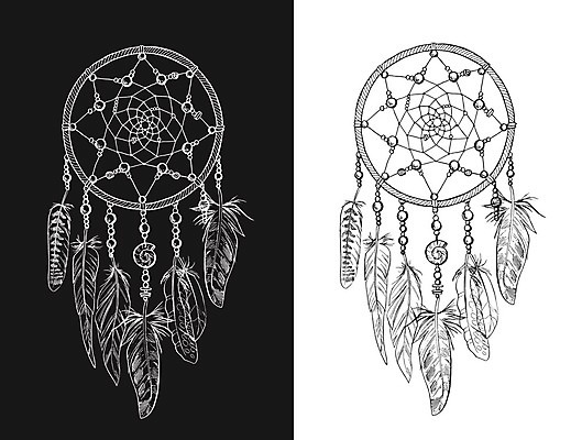 EPS 해외이미지 전통 일러스트 사람없음 장식 꿈 깃털 부적 드림캐쳐 해외202004 해외일러스트 파일형식 벡터 이미지허브