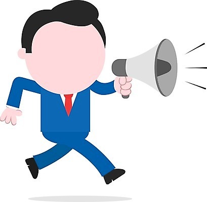 EPS 해외이미지 클립아트 캐릭터 일러스트 비즈니스 통신 말하기 대화 사람 사무실 달리기 확성기 소리 외침 비즈니스맨 발표 메시지 뉴스 플랫 만화 경영자 방송 시끄러움 일반 목소리 비명 주목 해외202004 해외일러스트 일러캐릭터 남자 모션 직장인 리더 파일형식 벡터 이미지허브