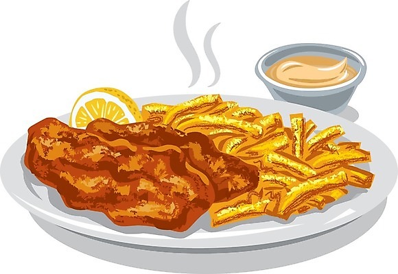 EPS 해외이미지 전통 접시 음식 일러스트 감자 어류 요리 식사 저녁식사 튀김 뜨거움 해산물 점심식사 해외202004 해외일러스트 식기 채소 수중동물 파일형식 벡터 이미지허브