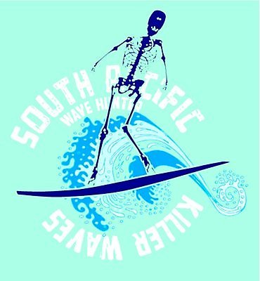 EPS 해외이미지 영어 실루엣 파도 일러스트 해골 타이포그라피 사람없음 파란색 서핑보드 서핑 서퍼 민트색 해골모형 해외202004 해외일러스트 문자 바다 컬러 운동선수 뼈 촬영기법 모형 수상스포츠 보드_스포츠 파일형식 벡터 이미지허브