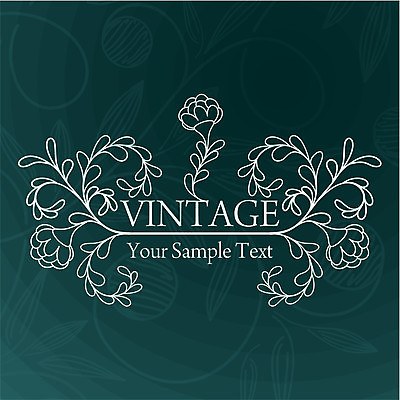 EPS 해외이미지 꽃 백그라운드 잎 라인일러스트 일러스트 타이포그라피 사람없음 빈티지 청록색 해외202004 해외일러스트 식물 문자 컬러 컨셉 파일형식 벡터 이미지허브