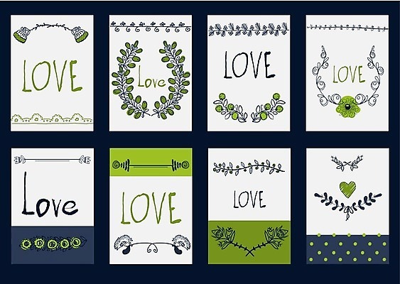 EPS 해외이미지 꽃 일러스트 사랑 사람없음 세트 하트 엽서 해외202004 해외일러스트 모양 식물 감정 편지 파일형식 벡터 이미지허브