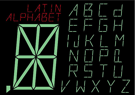 EPS 해외이미지 알파벳 영어 산업 과학 패턴 일러스트 빨간색 초록색 빛 세트 디지털 지시 편지 심볼 전자 쇼 해외202004 해외일러스트 문자 컬러 무늬 모션 파일형식 벡터 이미지허브