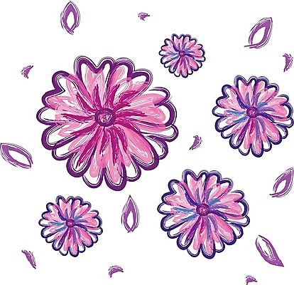 EPS 해외이미지 꽃잎 꽃 꽃다발 꽃무늬 일러스트 미술 장식 보라색 그림 금잔화 해외202004 해외일러스트 식물 컬러 무늬 문화예술 파일형식 벡터 이미지허브