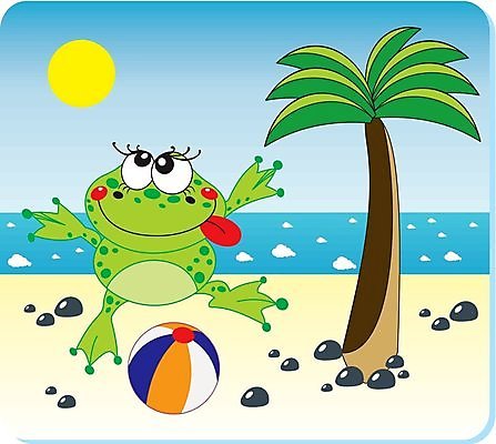 EPS 해외이미지 클립아트 모래 파도 바다 여행 일러스트 자연 하늘 휴가 휴식 항해 개구리 야외 물 여름 파란색 태양 뜨거움 만화 그림 해외202004 해외일러스트 자연요소 계절 컬러 컨셉 배_교통 양서류 생태계 파일형식 벡터 이미지허브