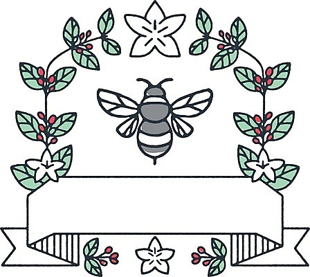 EPS 해외이미지 동물 배너 꽃 야생동물 곤충 잎 날개 일러스트 그래픽 벌 흰배경 그림 심플 고립 호박벌 해외202004 해외일러스트 식물 백그라운드 흰색 벌_곤충 파일형식 벡터 이미지허브