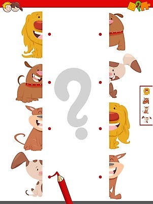 EPS 해외이미지 모양 동물 디자인 교육 어린이 일러스트 부분 경기 취미 그래픽 반려동물 유치원 게임 퍼즐 수수께끼 개 어플리케이션 연결 만화 오브젝트 그림 문제집 해결 정확 해외202004 해외일러스트 스포츠 컨셉 포유류 놀이 사람 책 파일형식 벡터 이미지허브