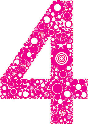 EPS 해외이미지 꽃 분홍색 일러스트 숫자 4 자주색 심볼 해외202004 해외일러스트 식물 문자 컬러 파일형식 벡터 이미지허브