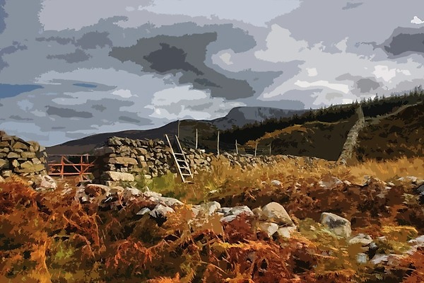 EPS 해외이미지 구름 공원 일러스트 자연 하늘 웨일즈 산 풍경 초록색 파란색 언덕 장면 내추럴 전국 스노도니아 해외202004 해외일러스트 자연요소 공공시설 컬러 영국 생태계 파일형식 벡터 이미지허브