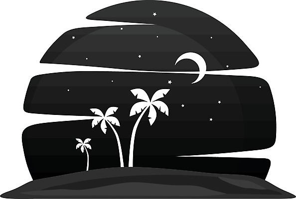 EPS 해외이미지 별 바다 섬 여행 일러스트 휴가 산 여름 일출 어둠 일몰 달 야간 대문 발리 천국 해외202004 해외일러스트 자연요소 계절 문 노을 인도네시아 파일형식 벡터 이미지허브