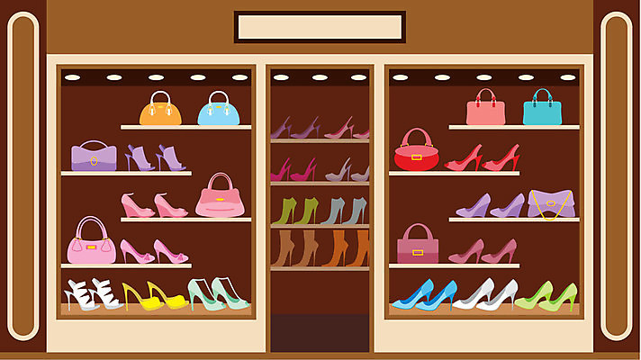 EPS 해외이미지 옷 구두 신발 가방 일러스트 창문 선반 부츠 쇼핑 유행 판매 상점 화려 우아함 샌들 그림 소매 해외202004 해외일러스트 잡화 가구 컨셉 파일형식 벡터 이미지허브