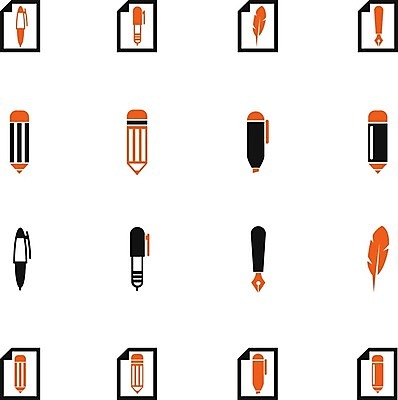 EPS 해외이미지 일러스트 사람없음 픽토그램 필기구 연필 펜 볼펜 만년필 심볼 문서 파일 인터페이스 해외202004 해외일러스트 문구용품 학용품 파일형식 벡터 이미지허브