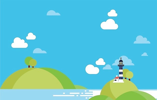 EPS 해외이미지 구름 템플릿 디자인 백그라운드 일러스트 자연 하늘 등대 파란색 빛 평화 디지털 흰색 카피스페이스 미니멀리스트 해외202004 해외일러스트 자연요소 컬러 컨셉 공백 생태계 파일형식 벡터 이미지허브