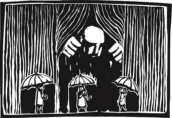 EPS 해외이미지 일러스트 우산 물 꿈 탐험 커튼 무서움 호기심 쇼 폭풍 거인 주인 고립 꼭두각시 목판화 몬스터 악몽 우울증 해외202004 해외일러스트 자연요소 감정 컨셉 날씨 질병 파일형식 벡터 이미지허브