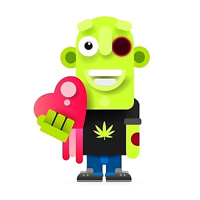 EPS 해외이미지 캐릭터 포스터 스티커 일러스트 사람없음 초록색 할로윈 코믹 시체 몬스터 해골모형 흉터 해외202004 해외일러스트 일러캐릭터 컬러 모형 상처 파일형식 벡터 이미지허브