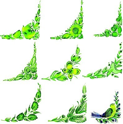 EPS 해외이미지 디자인 꽃 백그라운드 잎 일러스트 수채화 미술 사람없음 세트 모서리 손그림 해외202004 해외일러스트 식물 문화예술 파일형식 벡터 이미지허브