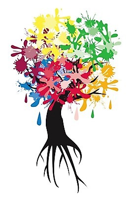 EPS 해외이미지 나무 일러스트 추상 사람없음 컬러풀 페인트 얼룩 해외202004 해외일러스트 식물 컬러 무늬 파일형식 벡터 이미지허브