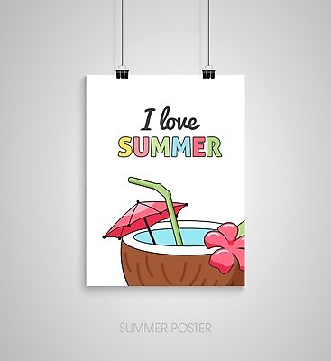 EPS 해외이미지 디자인 꽃 포스터 일러스트 매달리기 빨대 타이포그라피 사람없음 코코넛 서류집게 해외202004 해외일러스트 식물 문자 과일 모션 집게 파일형식 벡터 이미지허브