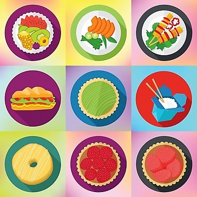 EPS 해외이미지 접시 과일 일러스트 딸기 디저트 수박 샌드위치 키위 도넛 바비큐 컵케이크 산딸기 연어 해외202004 해외일러스트 식기 음식 어류 케이크 파일형식 벡터 이미지허브