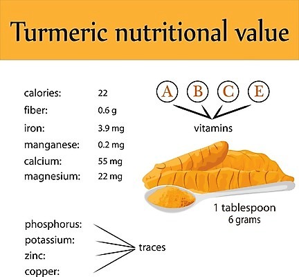 EPS 해외이미지 일러스트 건강 건강관리 숟가락 인포그래픽 조미료 가루 뿌리 건강식 강황 해외202004 해외일러스트 음식 식재료 수저 관리 향미료 파일형식 벡터 이미지허브