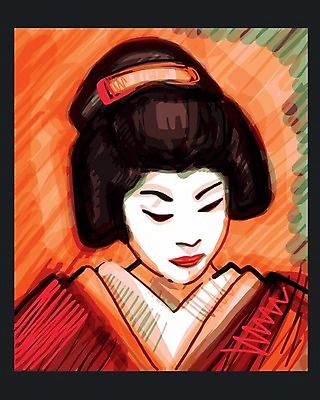 EPS 해외이미지 전통 일러스트 동양인 일본 흰색 그림 손그림 게이샤 해외202004 해외일러스트 아시아 컬러 인종 파일형식 벡터 나라 사람 이미지허브