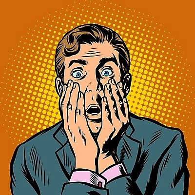 EPS 해외이미지 남자 일러스트 한명 상반신 성인 놀람 복고 팝아트 충격 카툰스타일 성인남자한명만 해외202004 하프톤 해외일러스트 1 감정 컬러 표정 사람 그림 남자한명만 성인남자만 파일형식 벡터 이미지허브