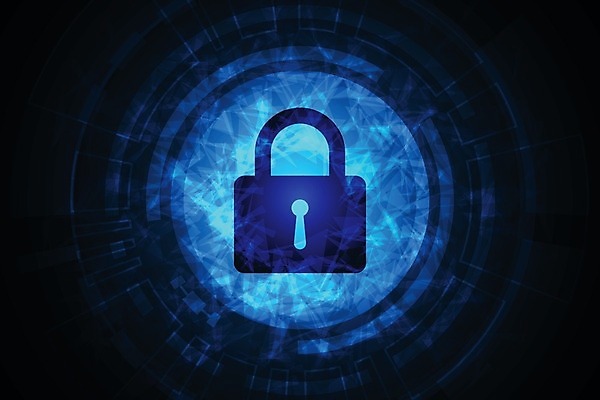 EPS 해외이미지 디자인 컨셉 일러스트 추상 미래 자물쇠 사람없음 그래픽 파란색 디지털 보안 해외202004 해외일러스트 컬러 무늬 안전 파일형식 벡터 이미지허브