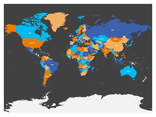 EPS 해외이미지 디자인 유럽 아시아 지구 바다 섬 여행 백그라운드 세계지도 지도 일러스트 비즈니스 아프리카 미술 세계 글로벌 지구본 라벨 미국 어둠 흰색 이름 오세아니아 호주 땅 남극 묘사 대륙 태평양 북쪽 대서양 남쪽 전국 지도책 지리 디테일 해외202004 해외일러스트 나라 컬러 북아메리카 문화예술 프레임 책 극지방 방향 파일형식 벡터 이미지허브