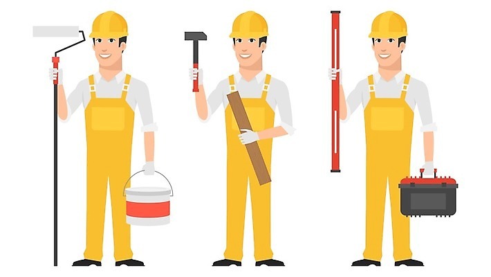 EPS 해외이미지 직업 캐릭터 디자인 남자 행복 산업 일러스트 비즈니스 노동자 작업복 서기 안전 사람 건물 노란색 페인트 흰색 공구 잡기 업무 작업 유머 엔지니어 감독 망치 안전모 헬멧 건축가 만화 목수 가득함 심볼 경영자 롤러 장인 청사진 계약자 마스코트 해외202004 해외일러스트 일러캐릭터 건축물 옷 감정 컬러 모션 도구 기술자 안전장비 보호장비 계약 리더 파일형식 벡터 이미지허브