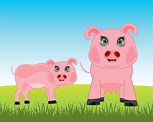 EPS 해외이미지 동물 꽃 농업 일러스트 풍경 여름 반려동물 농장 가을 시골 돼지 허브 젖 해외202004 해외일러스트 식물 계절 산업 포유류 파일형식 벡터 이미지허브