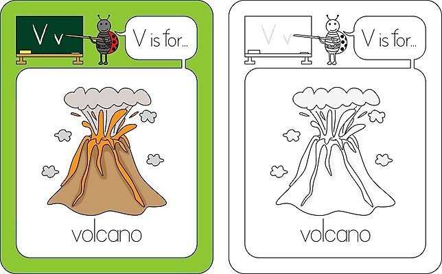 EPS 해외이미지 알파벳 영어 교육 일러스트 학교 독서 검은색 칠판 흰색 가르침 만화 편지 그림 화산 윤곽 무당벌레 필기체 문해 해외202004 해외일러스트 문자 컬러 곤충 산 파일형식 벡터 이미지허브