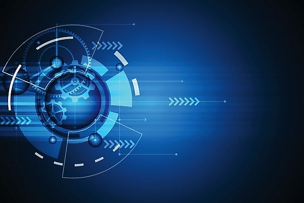 EPS 해외이미지 디자인 컨셉 일러스트 추상 미래 사람없음 그래픽 파란색 디지털 톱니바퀴 해외202004 해외일러스트 컬러 무늬 파일형식 벡터 이미지허브