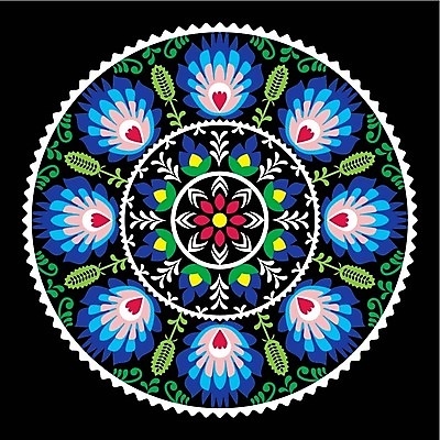 EPS 해외이미지 전통 꽃 패턴 일러스트 사람없음 컬러풀 화려 폴란드 해외202004 해외일러스트 식물 유럽 컬러 컨셉 무늬 파일형식 벡터 이미지허브