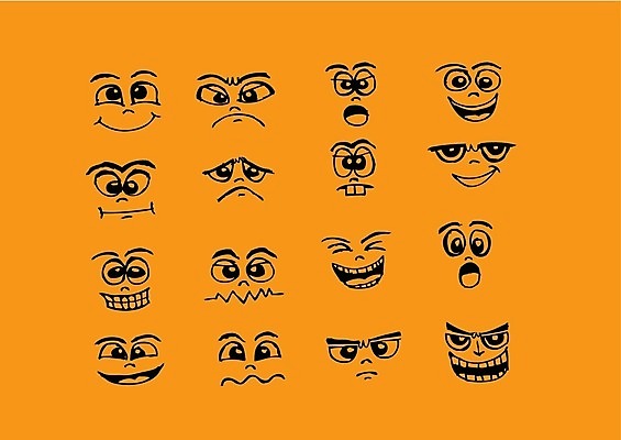 EPS 해외이미지 캐릭터 행복 감정 얼굴 일러스트 미소 웃음 외침 분노 표현 입 무서움 만화 스케치 집중 그림 코믹 공격적 배려 비명 캐리커처 혼란 해외202004 해외일러스트 일러캐릭터 컨셉 표정 미술 신체부위 소리 파일형식 벡터 이미지허브