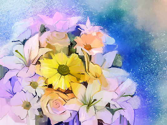 JPG 해외이미지 꽃 일러스트 사람없음 장미 그림 데이지 손그림 거베라 릴리 유화 해외202004 해외일러스트 식물 미술 파일형식 이미지허브