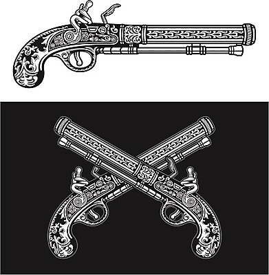 EPS 해외이미지 무기 일러스트 흑백 장식 권총 총 수확 골동품 화려 클래식 복고 군용 육군 안심 리볼버 옛날 해외202004 해외일러스트 컨셉 농업 군대 촬영기법 육류 파일형식 벡터 이미지허브