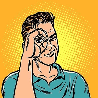 EPS 해외이미지 응시 남자 일러스트 윙크 한명 손짓 상반신 성인 복고 팝아트 카툰스타일 성인남자한명만 해외202004 하프톤 해외일러스트 1 시선 컬러 모션 표정 사람 그림 남자한명만 성인남자만 파일형식 벡터 이미지허브