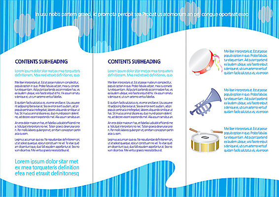 템플릿 편집 표지디자인 북디자인 출판디자인 내지 문화 예술 악기 음악 리플렛 컬러 백그라운드 연주 북커버 3단접지 문화예술 팜플렛 사람없음 파란색 줄무늬 나팔 북 드럼 탬버린 이미지템플릿 AI파일 무늬 타악기 파일형식 벡터