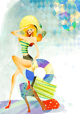 전신 PSD 모자 계절 여자 구두 백그라운드 일러스트 반바지 한명 사람 앉기 풍경 성인 여름 쇼핑 쇼핑백 하이힐 여성화 튜브탑 튜브 국내일러스트 1 잡화 신발 상의 가방 바지 모션 파일형식