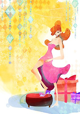 전신 PSD 드레스 계절 원피스 여자 구두 백그라운드 일러스트 선물 한명 서기 사람 풍경 성인 여름 선물상자 쇼핑 상자 여성화 발판 국내일러스트 1 옷 신발 모션 파일형식