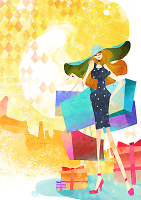 전신 PSD 모자 계절 여자 백그라운드 일러스트 선물 한명 서기 들기 사람 풍경 성인 여름 선물상자 쇼핑 상자 쇼핑백 국내일러스트 1 잡화 가방 모션 파일형식