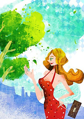 PSD 나무 식물 건축물 드레스 계절 원피스 여자 백그라운드 일러스트 나뭇잎 한명 서기 사람 풍경 상반신 성인 건물 여름 쇼핑 핸드백 국내일러스트 1 옷 건축 잎 가방 모션 파일형식