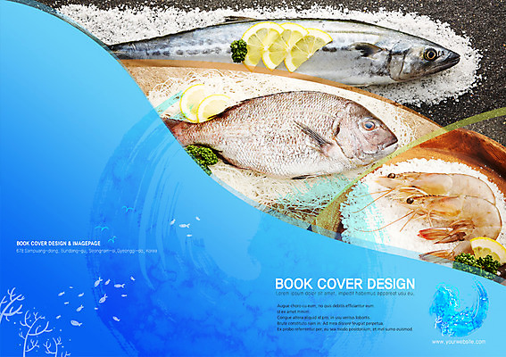 PSD 템플릿 편집 표지디자인 북디자인 출판디자인 표지 음식 백그라운드 북커버 식재료 새우 파슬리 어류 팜플렛 사람없음 레몬 대하 해산물 소금 삼치 옥돔 이미지템플릿 채소 과일 갑각류 수중동물 파일형식