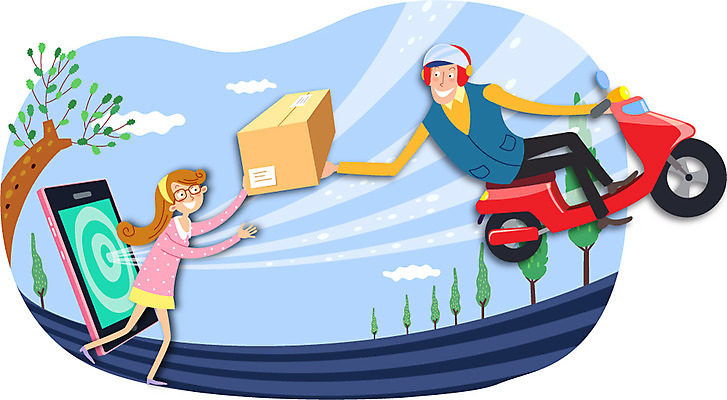 전신 나무 식물 직업 여자 남자 이동 유니폼 일러스트 서기 들기 사람 앉기 성인 두명 스마트폰 핸드폰 상자 오토바이 운송업 배달원 헬멧 서비스업 배송 서비스 택배 만족 성인만 국내일러스트 AI파일 옷 감정 산업 컨셉 모션 전자제품 스마트기기 바이크 보호장비 파일형식 벡터