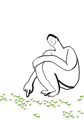 전신 PSD 식물 라이프스타일 남자 컬러 백그라운드 잎 라인일러스트 일러스트 한명 사람 앉기 초록색 새싹 남자만 남자한명만 국내일러스트 1 모션 생활 파일형식