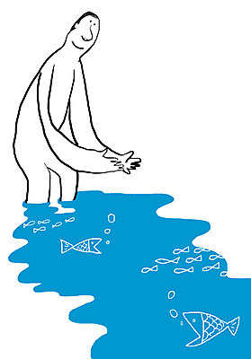 PSD 동물 라이프스타일 남자 컬러 백그라운드 라인일러스트 일러스트 낚시 어류 한명 서기 사람 상반신 물 파란색 자연보호 깨끗함 환경보전 남자만 남자한명만 국내일러스트 자연요소 1 컨셉 모션 자연 레저 생활 수중동물 보호 사회이슈 파일형식