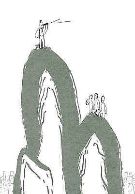 전신 PSD 라이프스타일 건축물 남자 컬러 백그라운드 라인일러스트 일러스트 산 서기 사람 여러명 건물 초록색 외침 등산 도전 정상 정복 남자만 국내일러스트 건축 다수 모션 생활 소리 트래킹 파일형식