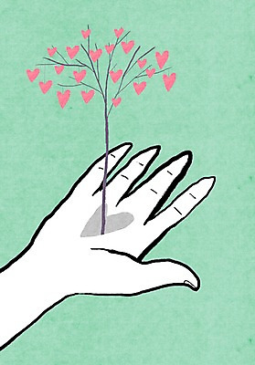 PSD 나무 식물 라이프스타일 손 열매 분홍색 컬러 백그라운드 라인일러스트 일러스트 한손 손바닥 한명 사람 신체부위 초록색 하트 하트나무 국내일러스트 모양 1 생활 파일형식