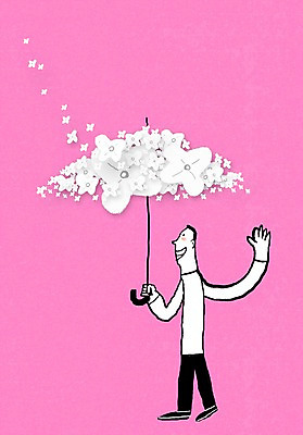 전신 PSD 식물 라이프스타일 남자 꽃 분홍색 컬러 백그라운드 라인일러스트 일러스트 우산 한명 서기 들기 사람 남자만 남자한명만 국내일러스트 1 모션 생활 파일형식